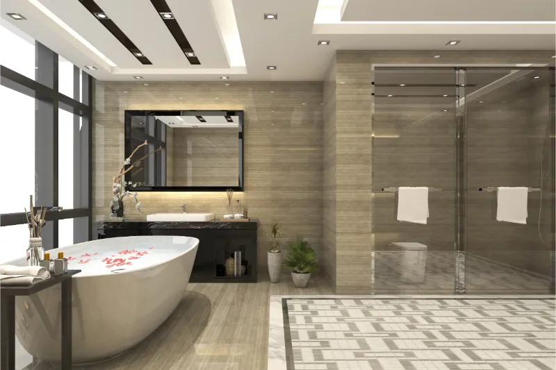Hochwertiges Bad Berlin mit exklusiver Badewanne und Dusche